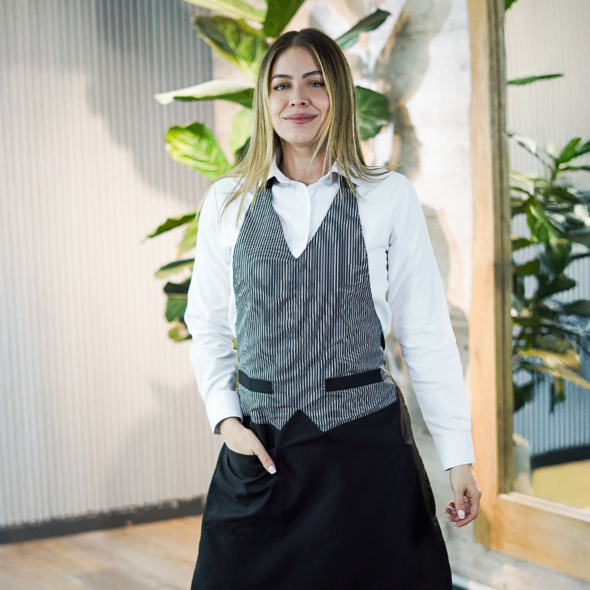 Combo Camisa Oxford +Pantalón + Delantal Tipo Chaleco - Mujer