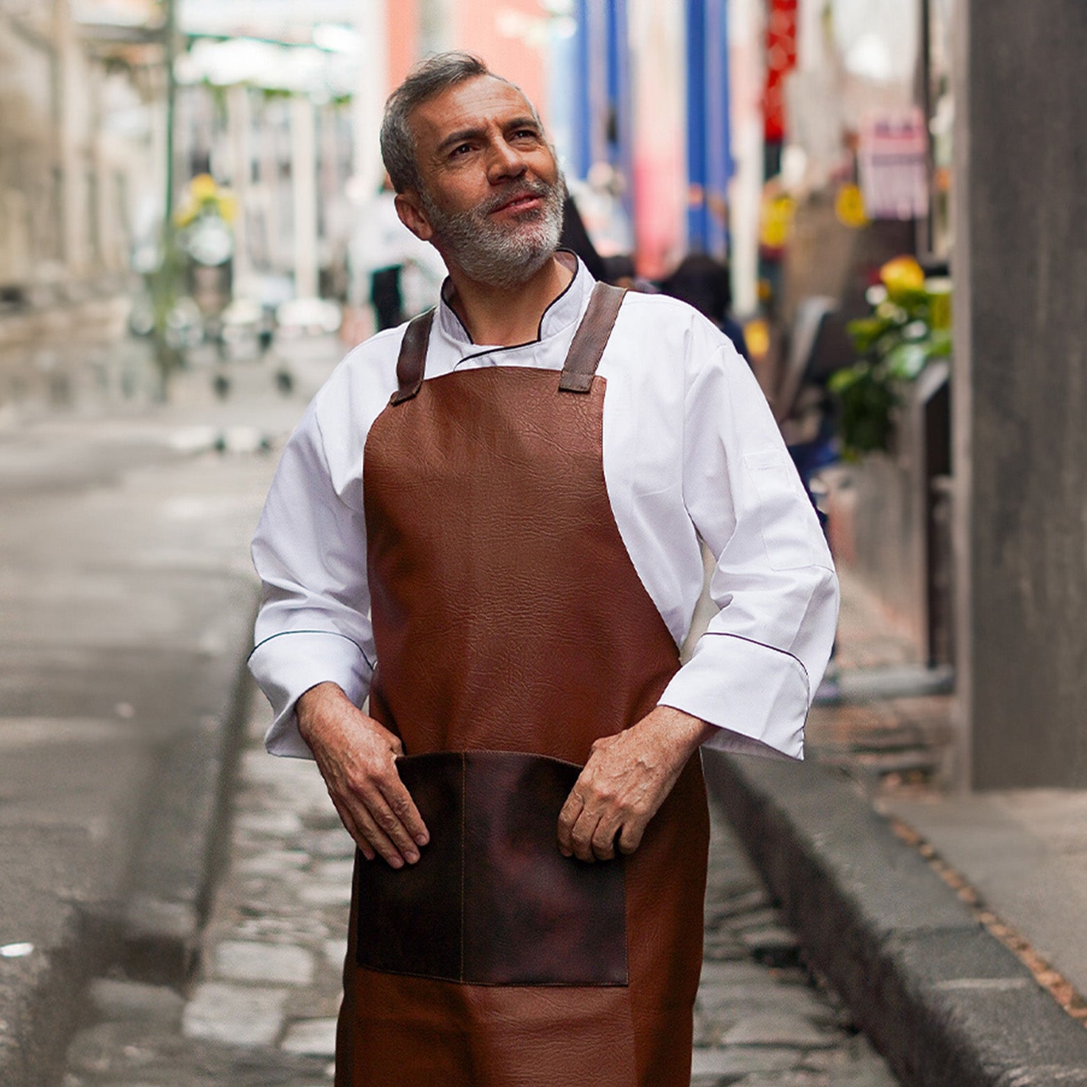 Unisex Brown Leather Apron