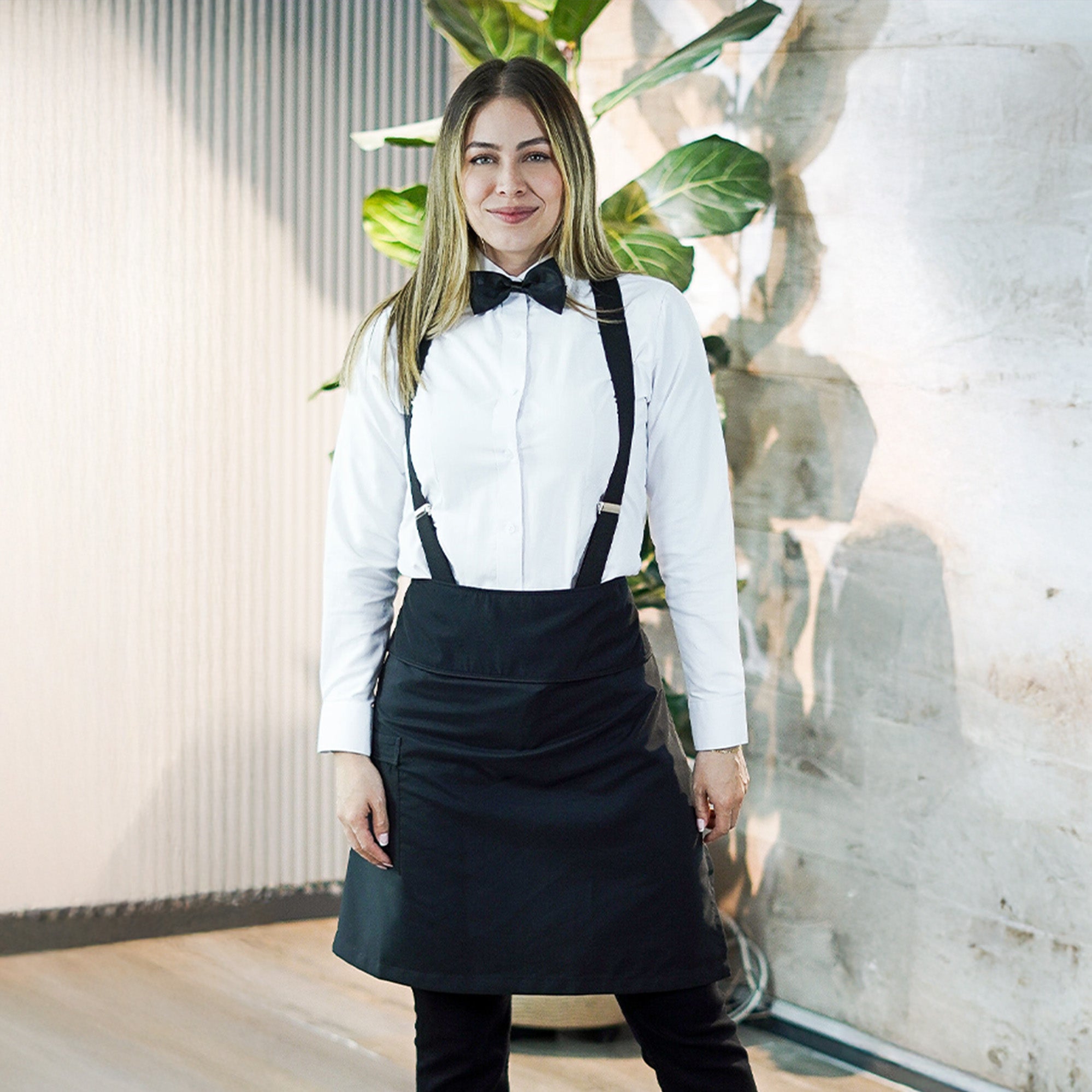 Oxford Shirt + Trousers + Waist Apron + Bow Tie or Necktie - Women