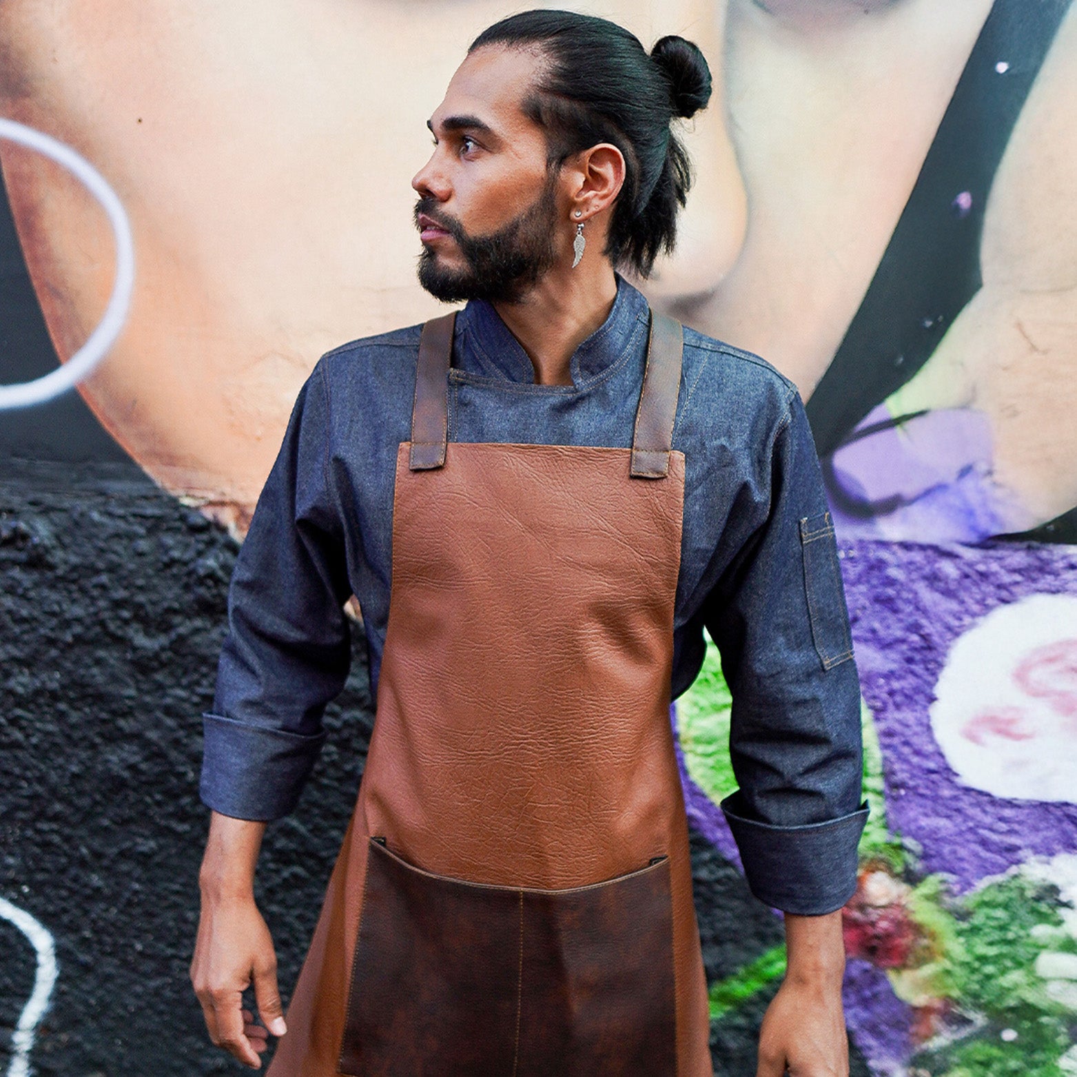 Unisex Brown Leather Apron