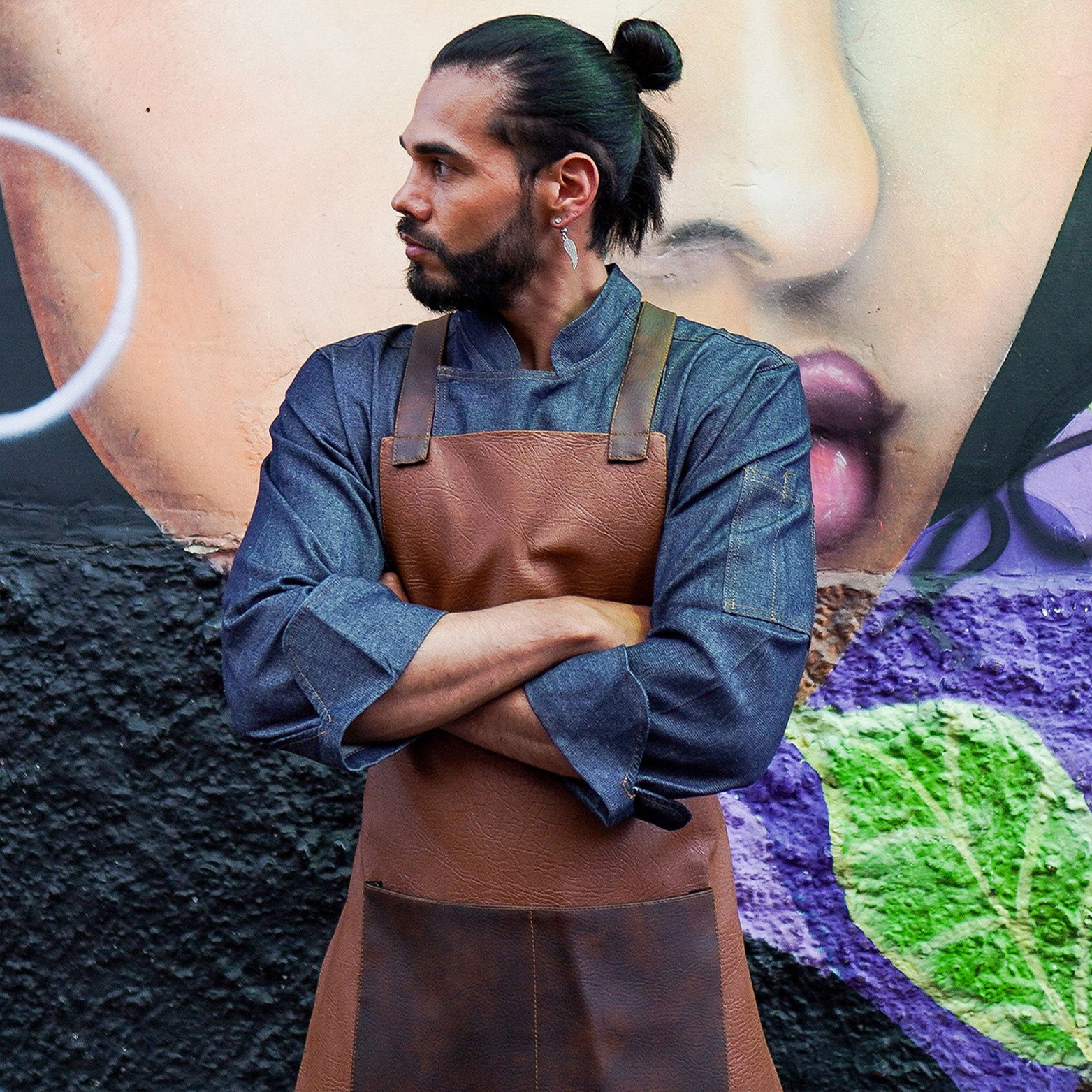 Unisex Brown Leather Apron