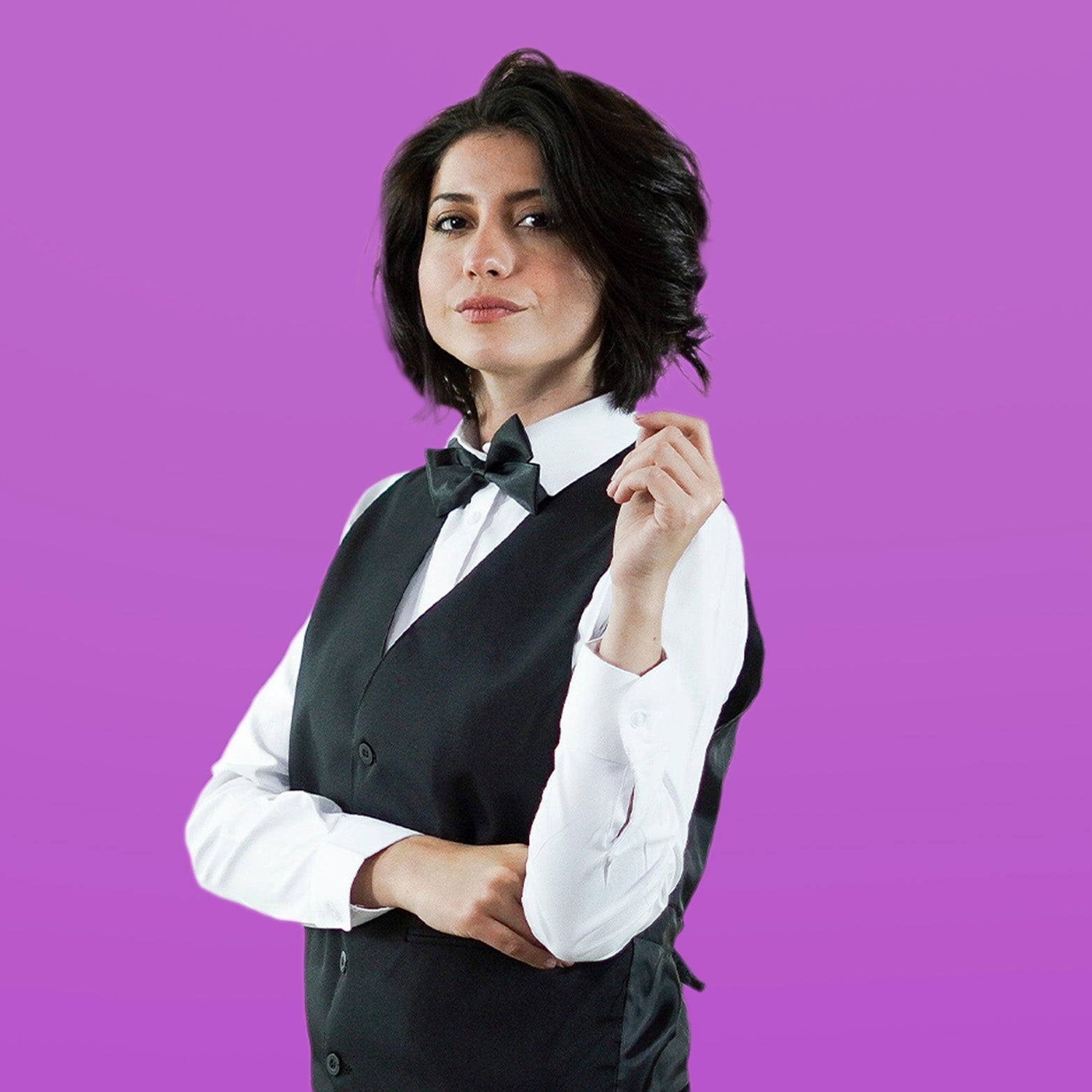 Chaleco Mesero Linoflex Negro - Mujer