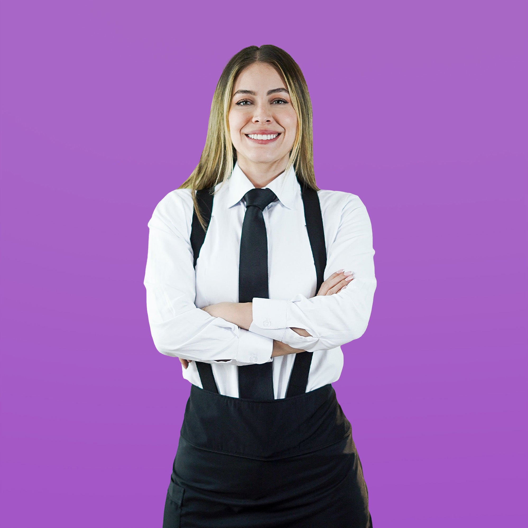 Oxford Shirt + Trousers + Waist Apron + Bow Tie or Necktie - Women